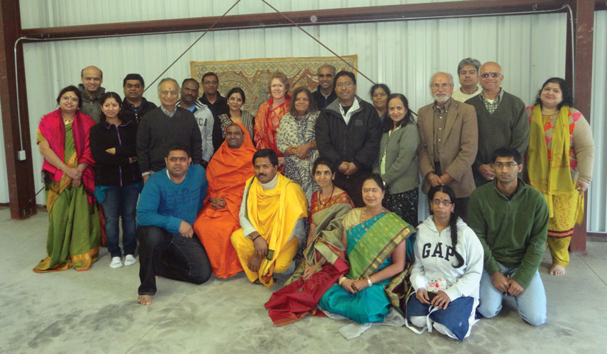 Swami Narayananda  and devotees at the Retreat Center building inauguration in Hollister, Calif.