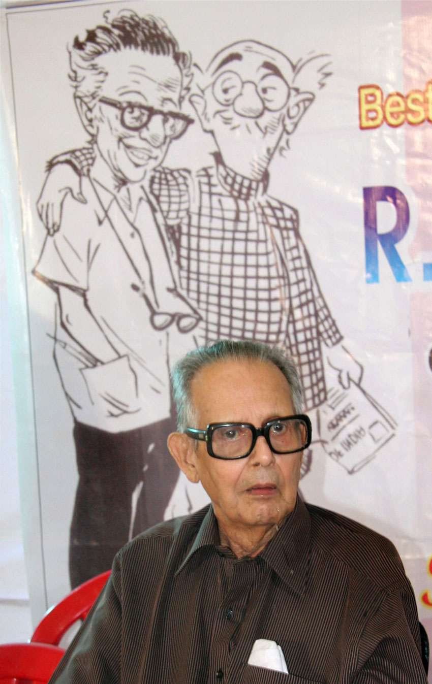File photo of eminent cartoonist R.K. Laxman who passed away in Pune, Jan. 26. He was 94. (Press Trust of India)