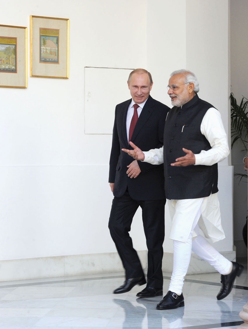 Indian Prime Minister Narendra Modi with Russian President Vladimir Putin in New Delhi, Dec. 11. (Press Information Bureau)