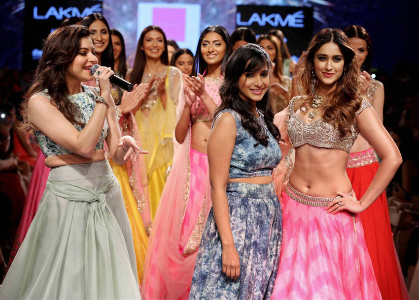 Bollywood actress on the ramp for designer Anushree Reddy during the Lakme´ Fashion Week Summer Resort 2015 in Mumbai, Mar. 21. (Press Trust of India)