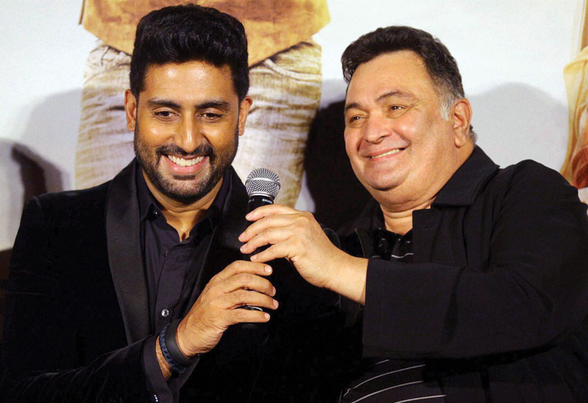Abhishek Bachchan and Rishi Kapoor at the trailer launch of "All is Well" in Mumbai, July 2. (Press Trust of India)