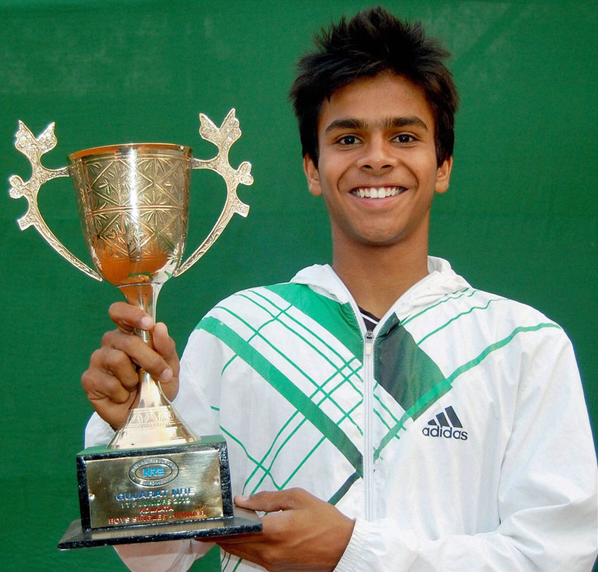 File photo of Indian teenager Sumit Nagal, who won the finals of the Boys Doubles match at the Wimbledon with his Vietnamese partner Nam Hoang Ly. (Press Trust of India)