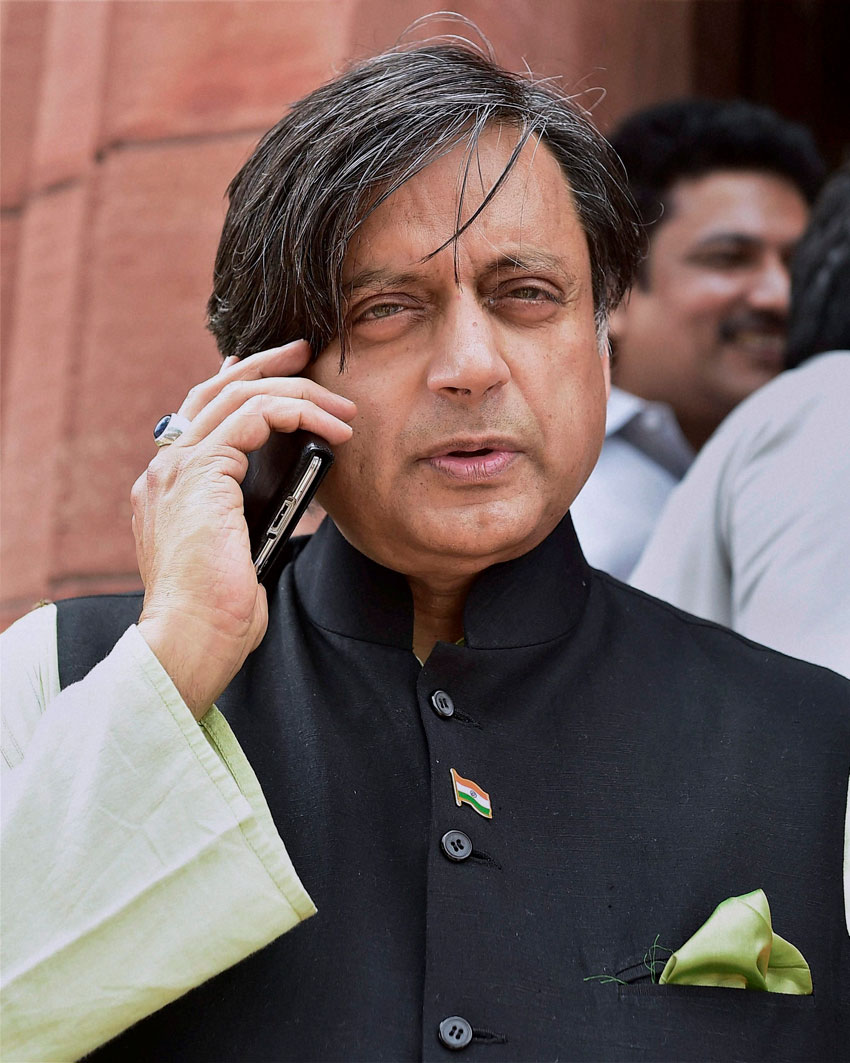 Congress leader Shashi Tharoor during the Monsoon Session at Parliament House in New Delhi, July 24. (Kamal Kishore  | PTI)