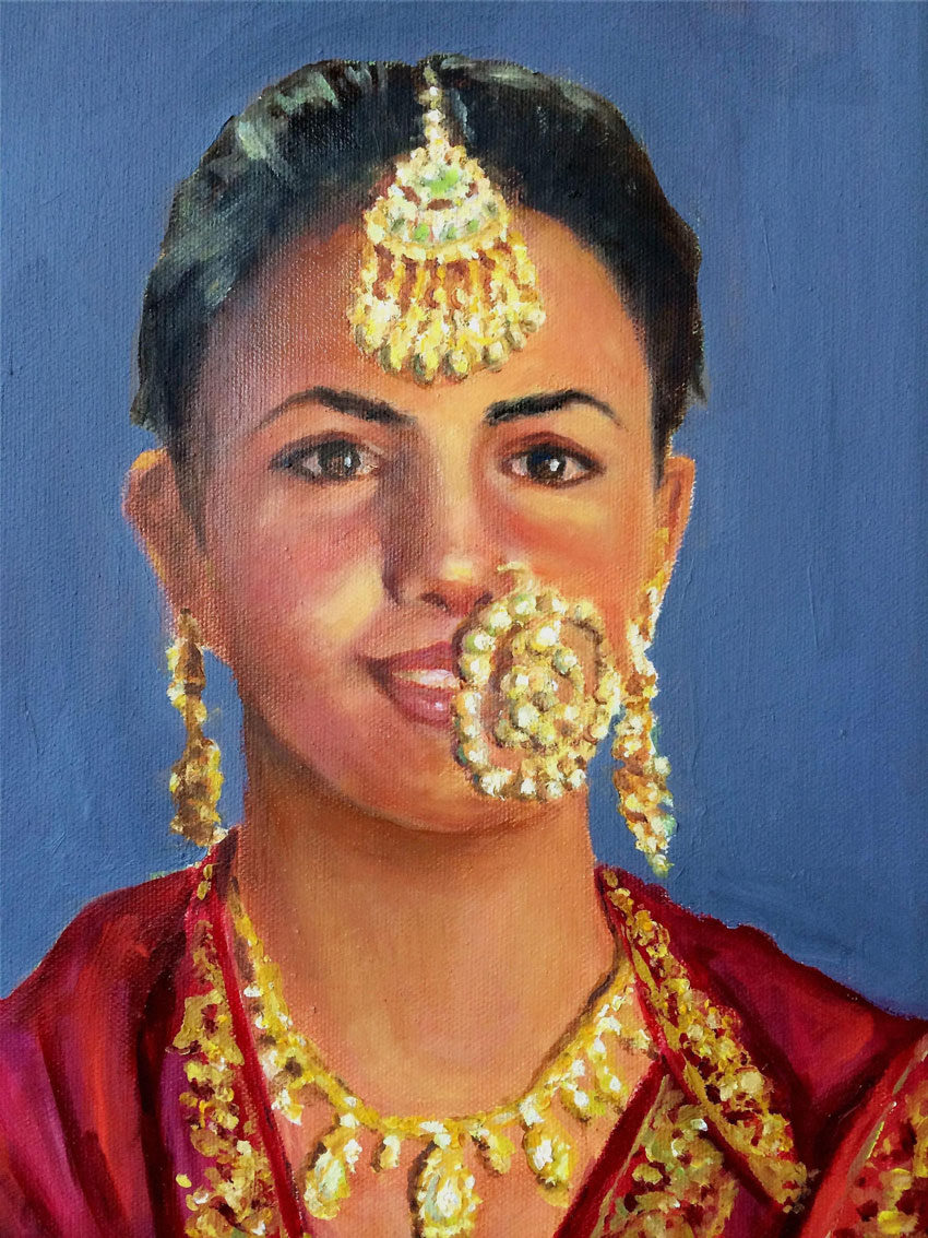New Delhi: An oil painting by Shivdev Singh depicting a village girl of Punjab, at an exhibition at the Visual Art Gallery in New Delhi. (Press Trust of India) 