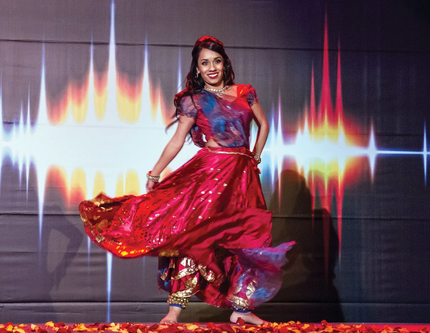 Trisha Chhanganlal Kapadia, LTR Dance, performed traditional Kathak dancing to modern Bollywood music at Incredible India. (Preston Merchant) 