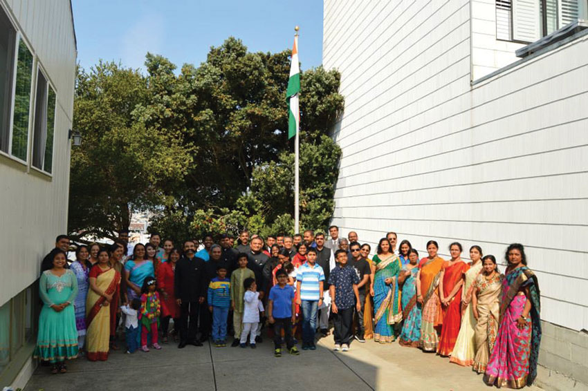 Group photo of Consulate staff and their family members in San Francisco at the Independence Day celebrations. (Facebook | Indian Consulate San Francisco) 