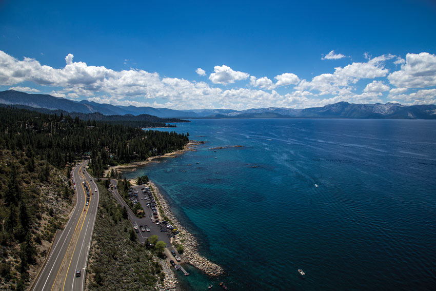 Highway 50 along Lake Tahoe, as it is today. 