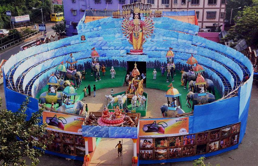 Durga Puja pandal in Howrah district of West Bengal. (Press Trust of India) 