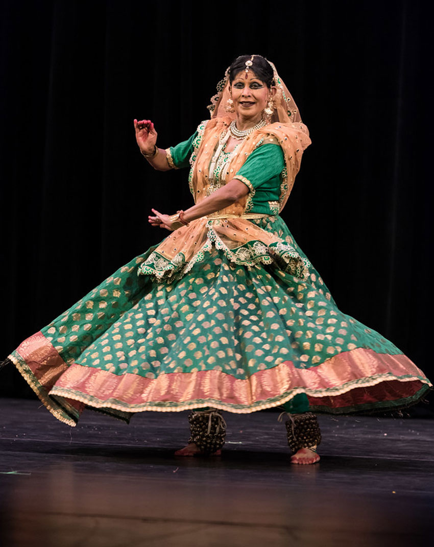 Padmashri Kathak Guru Shovana Narayan performs at Smith Center in Ohlone College, in Fremont, Calif., Sept. 27. 