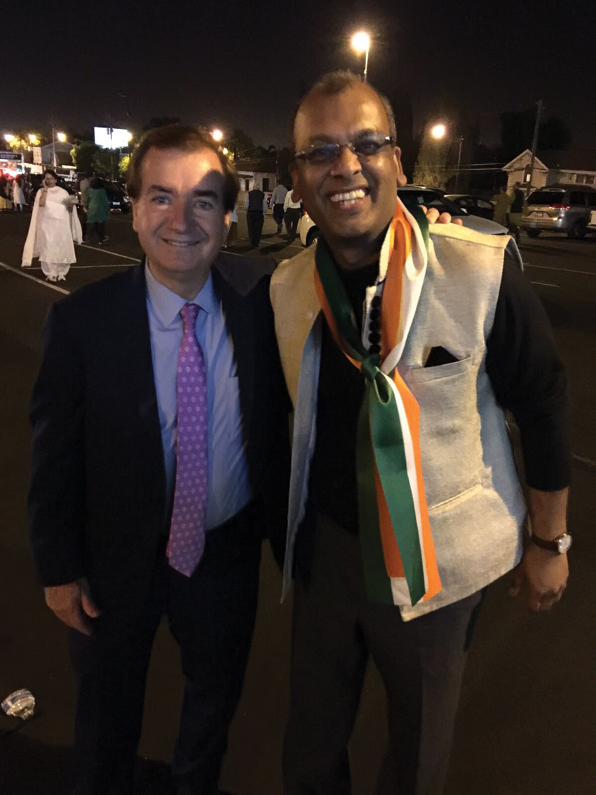Congressman Ed Royce, California's 39th Congressional District and Chairman of the ‪@HouseForeign Affairs Committee with Mobifusion CEO Pavan Mandhani at SAP Center in San Jose, Calif., to greet Prime Minister Narendra Modi on his maiden visit to Silicon Valley, Sept. 27. 