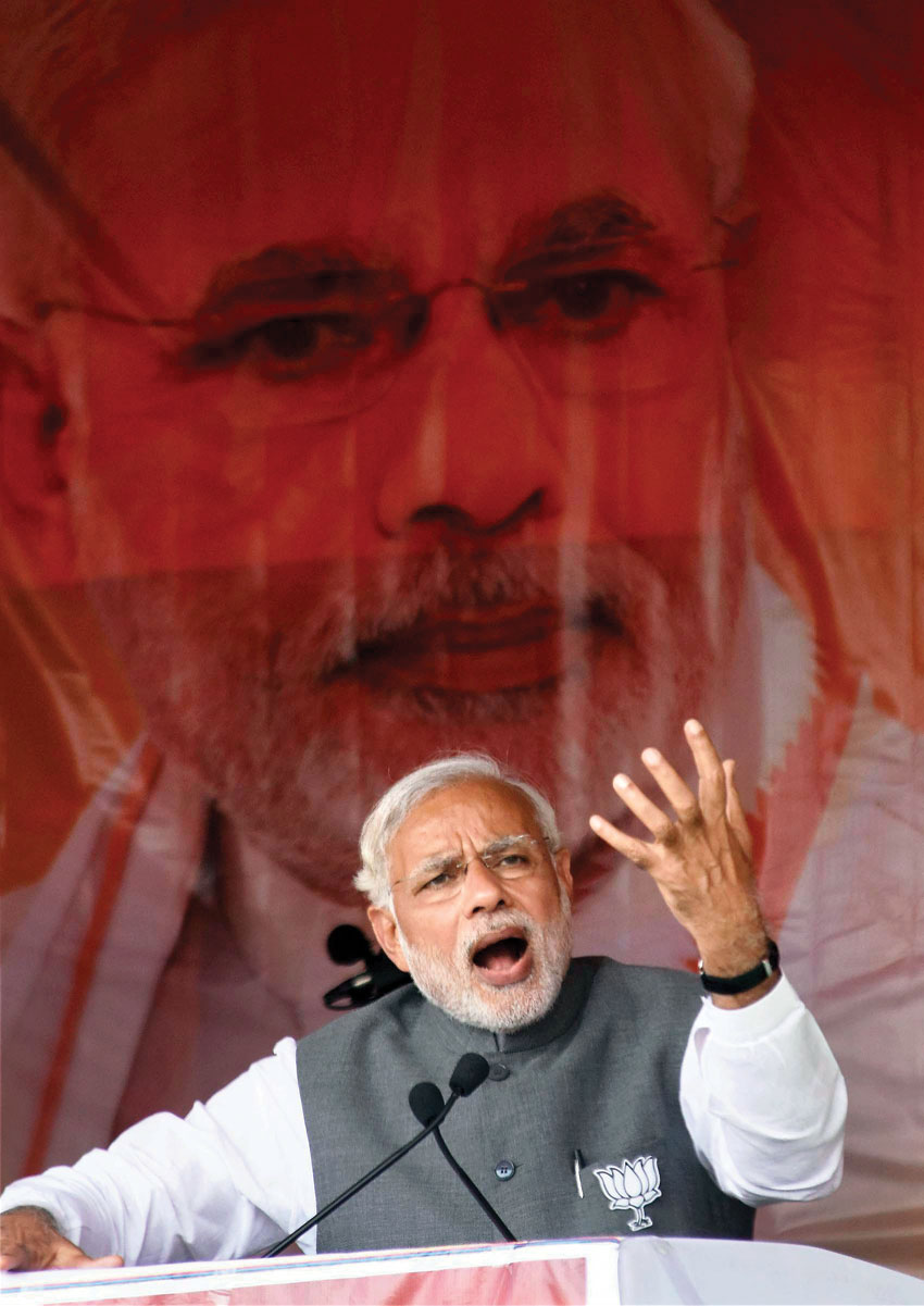A passionate Prime Minister Narendra Modi, while addressing an election rally. (Press Trust of India) 