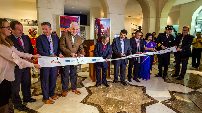 Ribbon-cutting ceremony to welcome the inaugural Air India flight arriving at San Francisco International Airport, Dec. 2. (SFO)