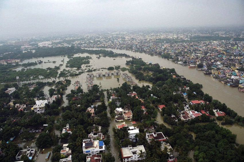 Aerial view of flood-hit Chennai following heavy rainfall, Dec. 3. (Atul Yadav | PTI)