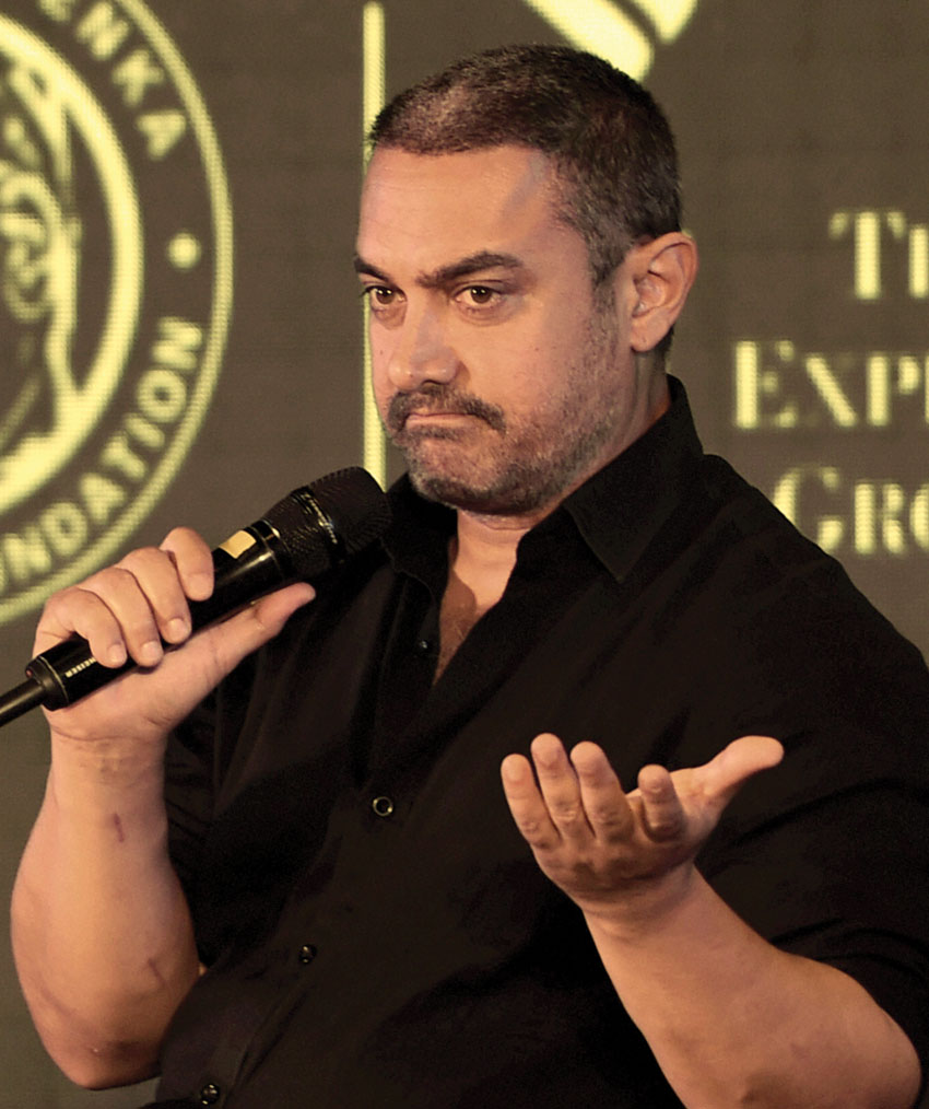 Aamir Khan speaks at the 8th edition of Ramnath Goenka Excellence in Journalism Awards in New Delhi, Nov. 23. (Shahbaz Khan | PTI)