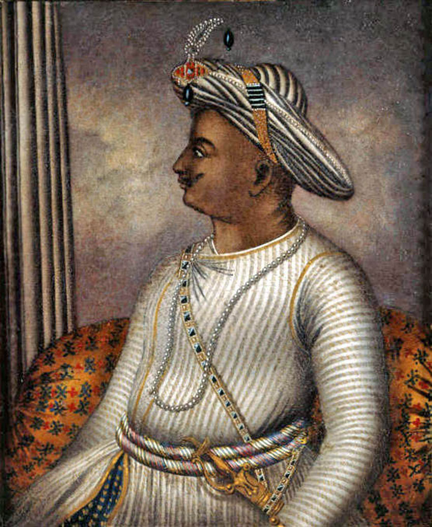 Portrait of Tipu Sultan once owned by Richard Colley Wellsley, now in the care of the British Library. [Cicra 1792]. (Wikimedia Commons)