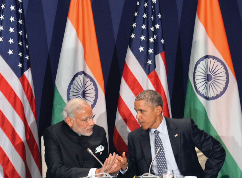 Prime Minister Narendra Modi meeting President Barack Obama on the sidelines of COP21 Summit, in Paris, France, Nov. 30. (Press Information Bureau)