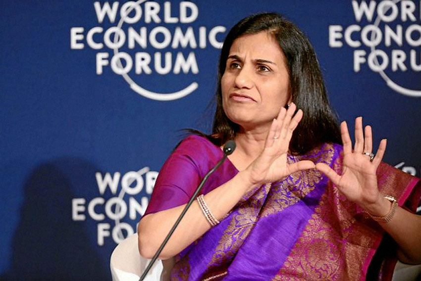Chanda Kochhar, managing director and chief executive officer of ICICI Bank speaks during a session at the World Economic Forum in Davos, Switzerland, Jan. 21. (Press Trust of India) 