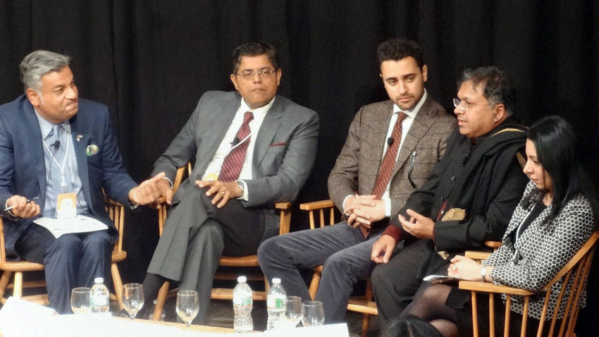 Imran Khan (3rd from l) at a panel discussion on LGBT rights at the annual India Conference 2016 of Harvard University, in Boston, Feb. 6. (Press Trust of India) 