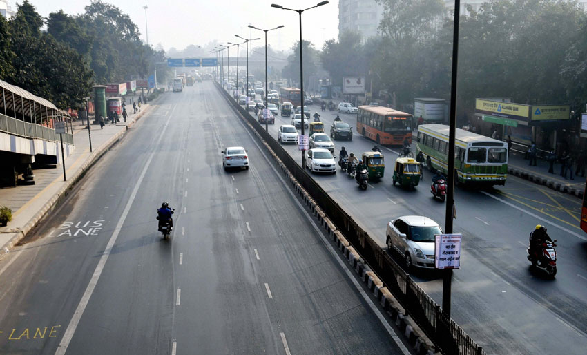 Relatively less traffic is seen at ITO as the Odd-Even scheme restricting movement of private cars, is operational in New Delhi, Jan. 2. (Shahbaz Khan | PTI) 