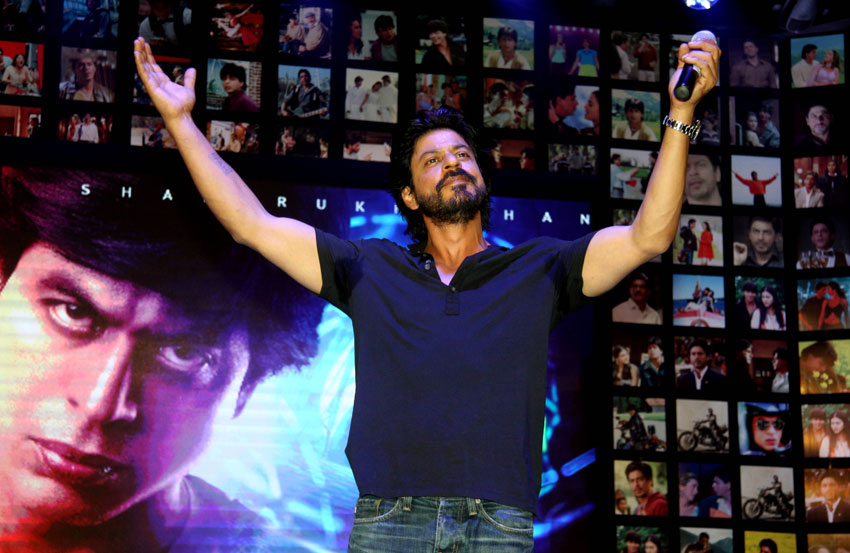 Shah Rukh Khan poses during the trailer launch of his forthcoming Hindi film “Fan,” in Mumbai, Feb. 29. (Sujit Jaiswal | AFP | Getty Images) 