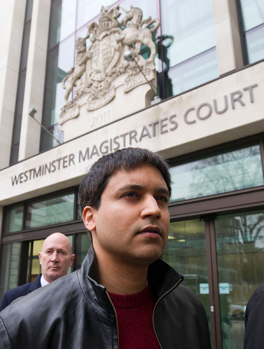 British trader Navinder Singh Sarao leaves Westminster Magistrates Court in central London on Mar. 23. A British judge ruled that a British financial trader accused of manipulating markets and causing the  2010 "Flash Crash" in U.S. stocks can be extradited to face trial in the United States. (Justin Tallis | AFP | Getty Images)
