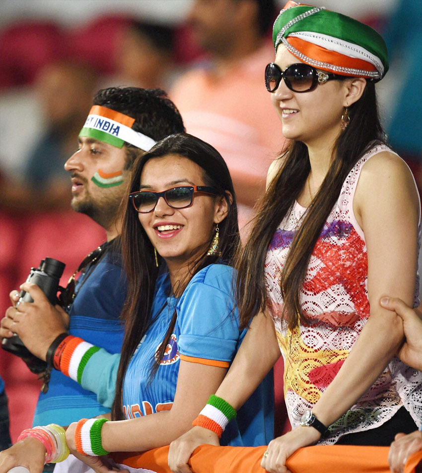 Indian fans gathered during the ICC T20 World Cup match played between India and New Zealand in Nagpur, Mar. 15. (Shashank Parade | PTI) 