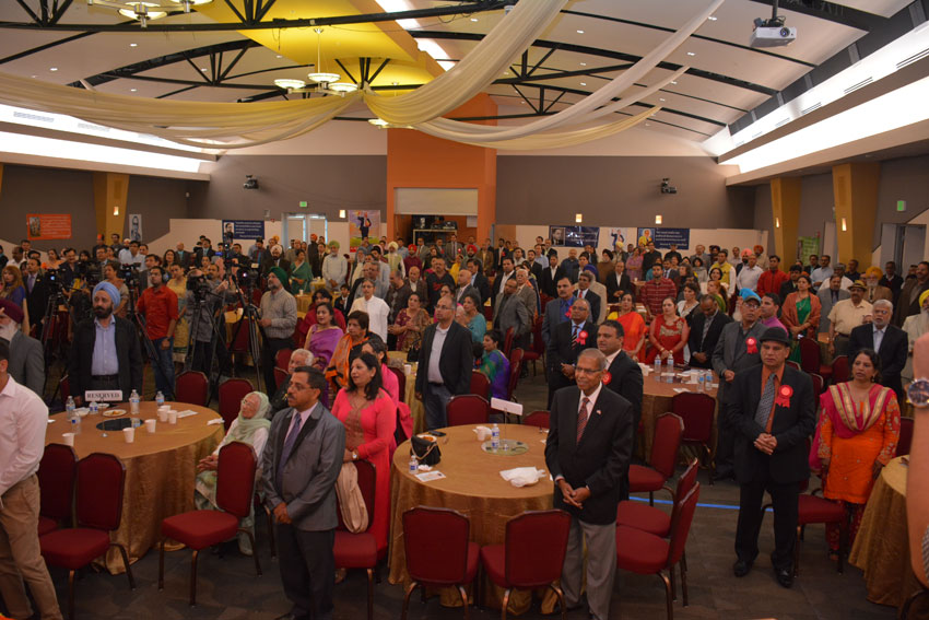 A packed auditorium of Indian Americans, gathered to celebrate Dr. B.R. Ambedkar’s 125th Birth Anniversary at the India Community Center in Milpitas, Calif., April 14. (Amar D. Gupta | Siliconeer) 