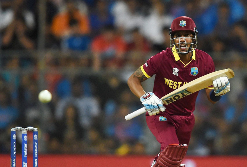 West Indies’ Lendl Simmons in action during a ICC WT20 Semi Final match against India at Wankhede Stadium in Mumbai, Mar. 31. (Mitesh Bhuvad | PTI) 