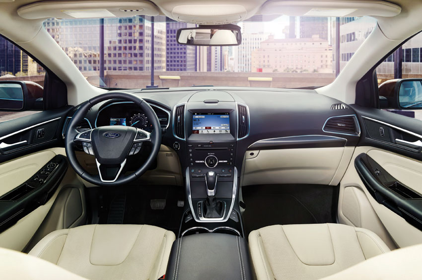 Interior view of 2016 Ford Edge Sport AWD.