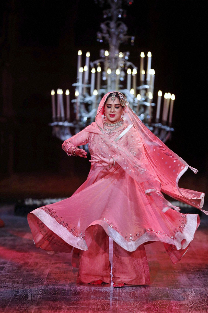 Kathak dancer Manjari Chaturvedi performs on the second day of India Couture Week 2016, in New Delhi. (Press Trust of India)