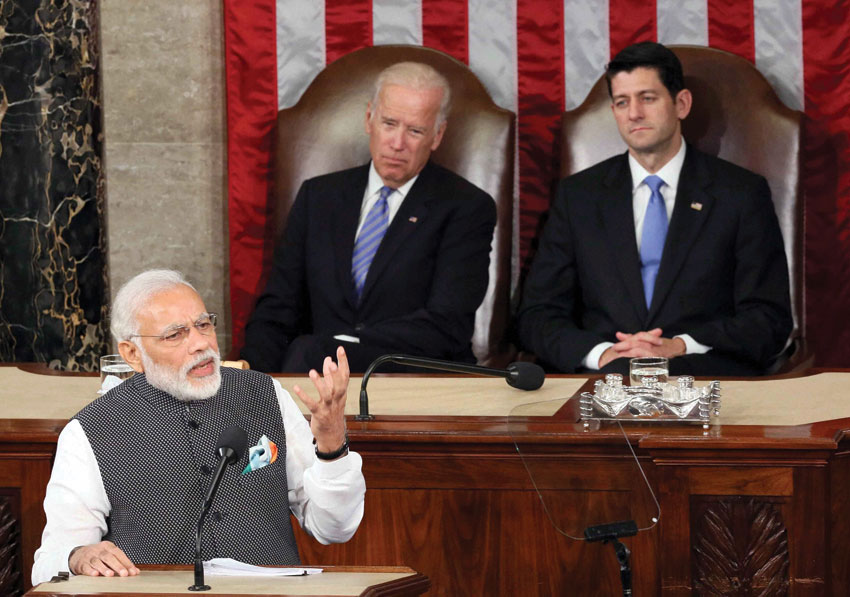 Prime Minister Narendra Modi addresses to the Joint Session of U.S. Congress, in Washington D.C., June 8. (Press Trust of India)