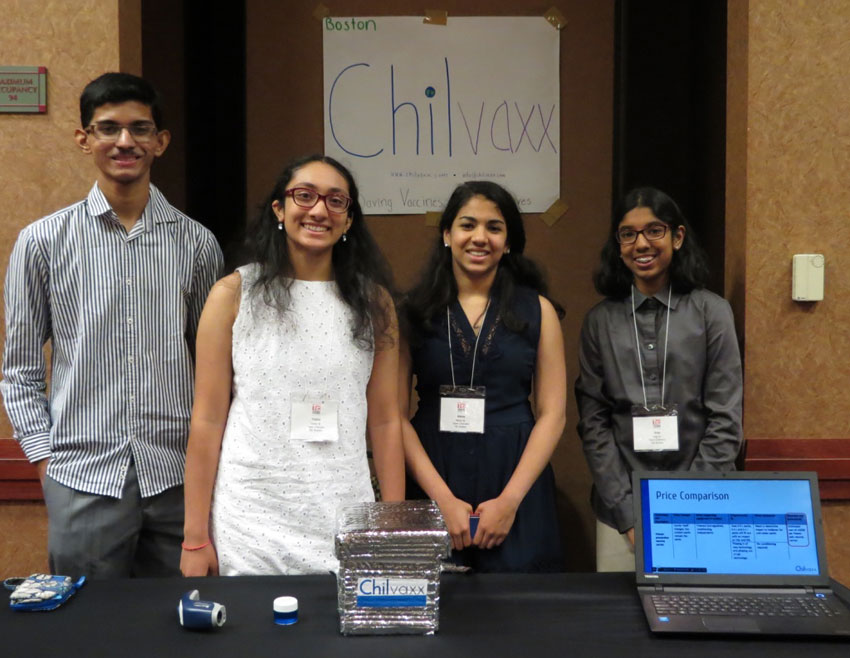 Third place winners, Chilvaxx team from TiE Boston. 