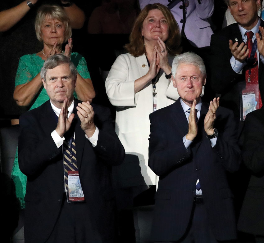 Former President Bill Clinton claps as he listens to President Barack Obama speak on the third day of the Democratic National Convention at the Wells Fargo Center, July 27, in Philadelphia, Pennsylvania. (Win McNamee | Getty Images) 