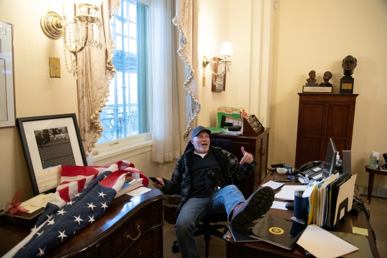 The Justice Department said it had arrested Richard Barnett, a supporter of US President Donald Trump who broke into the office of House Speaker Nancy Pelosi
. ©AFP SAUL LOEB