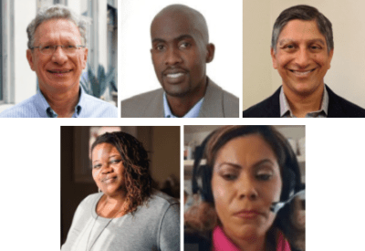 Clockwise from top left: Louis Freedberg, Executive Director of EdSource; Tyrone Howard, Director of the Black Male Institute at UCLA; Akil Vohra, Executive Director of Asian American LEAD; Karla Franco, Los Angeles parent; Bernita Bradley, National Parents Union