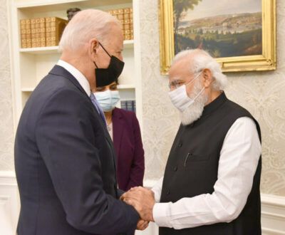 President Joe Biden greets Indian Prime Minister Narendra Modi to a Bilateral Meeting at White House, in Washington D.C., Sept. 24. (PIB)