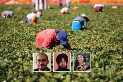 (Above, Inset: l-r): Edward Flores, Assistant Professor of Sociology and co-director of the UC Merced Center on Labor and Community; Naindeep Singh, Jakara Movement (impact for Punjabi food processors); and Sarait Martinez, Executive Director, Centro Binacional. (Siliconeer/EMS)