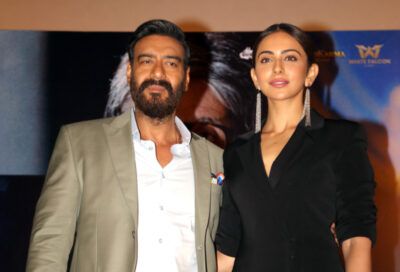 Ajay Devgn and Rakul Preet Singh at the second trailer launch of Runway 34, in New Delhi. (All Photos: APH Images)