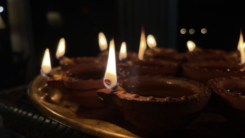 Diwali Diyas lit at the Siliconeer HQ in Fremont, Calif.