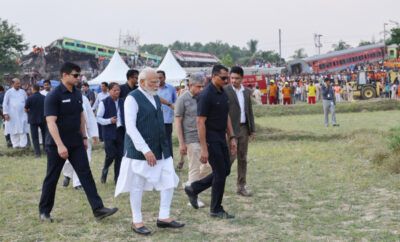 PM visits train accident site at Balasore, in Odisha on June 03, 2023. (PIB)