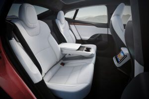 Rear seats of 2024 Tesla Model S.