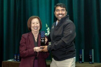Cardinality.ai CEO, Thiag Loganathan, receives a SLEDIE GovTech Rising Star Award.