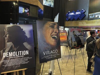 Movie posters of various short films screened at the 24th Beverly Hills Film Festival held at the historic TCL Chinese Theater in Hollywood. (Vansh A. Gupta/Siliconeer)