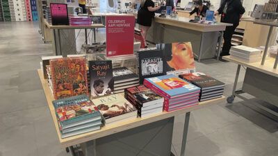 (Above): South Asians were finally being represented with the AAPI identity. Here is a shot of the gift shop at the Academy Museum in Los Angeles. As seen, books on Bollywood and Satyajit Ray were on display to celebrate AAPI Heritage Month. (Vansh A. Gupta/Siliconeer)